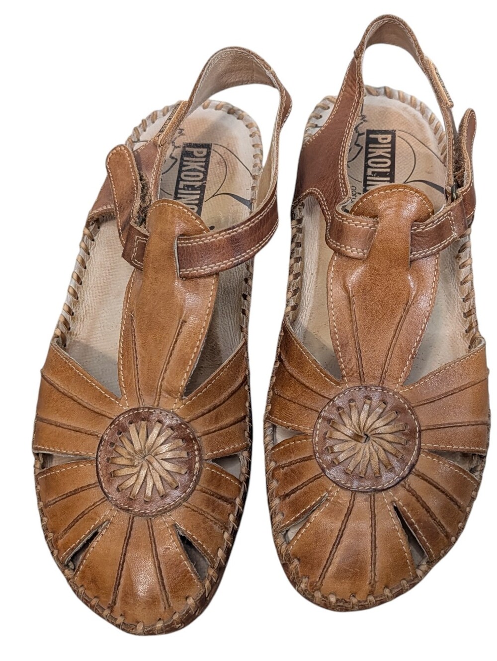 Pikolinos P Vallarta Womens Sandals Earthy Bohemian Leather Brandy 38 7.5 8 US